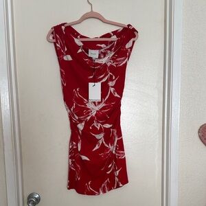 Reformation Red & White Floral Cowl Mini Dress NWT size medium